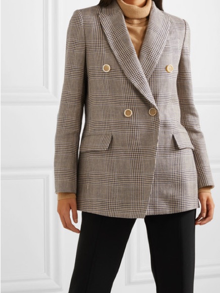 Brunello Cucinelli Black & Tan Glen Plaid Double-Breasted Blazer
